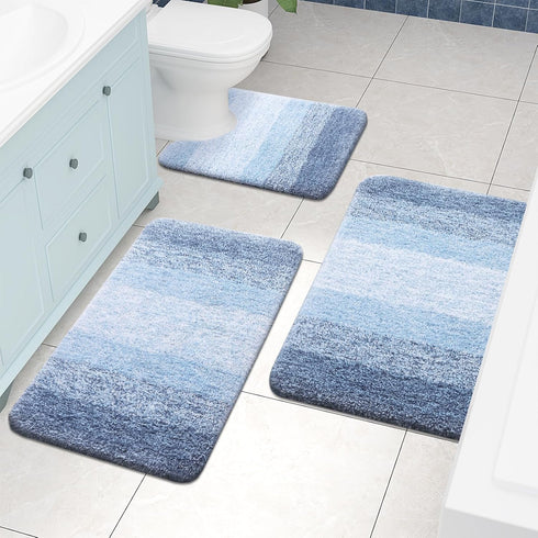 Arotive Shaggy Soft Bathroom Rugs, Absorbent Microfiber Bath Mats, Non-Slip Machine Wash Dry, 30" x 20", Light Blue