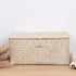 FEIALNDUO Wicker Shelf Baskets with Lid - Seagrass Storage Bins Rectangular Handwoven Basket Boxes for Home Organizer