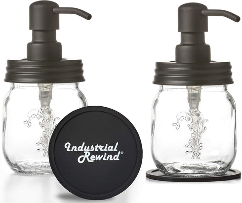 Black 12oz Mason Jar Soap and/or Lotion Dispensers for Hand Sanitizer, Liquid