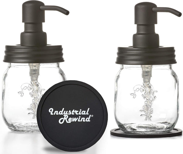 Black 12oz Mason Jar Soap and/or Lotion Dispensers for Hand Sanitizer, Liquid
