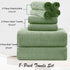 8 Set-2 Sheets,2 Towels,4 Washcloths-600GSM Oliven Piece Green Family Bath Towel Oversized Bath Towel Hand Soft Highly
