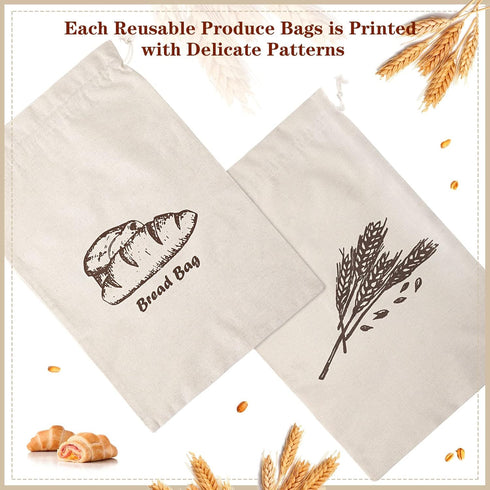 Augshy Bread Bag, 2 Pieces Linen Bags for Homemade Bread, 17.5 × 11.5 Inches, Unbleached & Reusable Storage