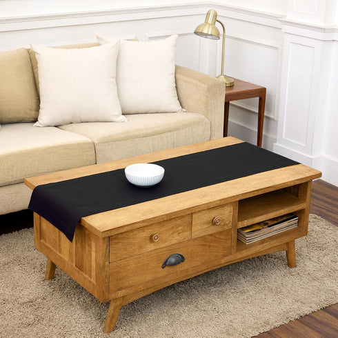 Solino Home Linen Black Table Runner 60 Inches - 100% Pure Linen