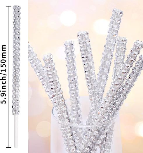 25 PCS Bling Cake Pop Paper Sticks - Glitter Rhinestone Lollipop Treat Sticks for Dessert Table Party