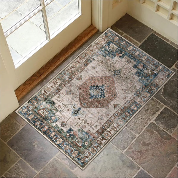 Collive Washable Indoor Doormat, Non-Slip Retro Floor Mat 24" x 36" Quick Absorbent Entrance Rug for Kitchen Home Patio