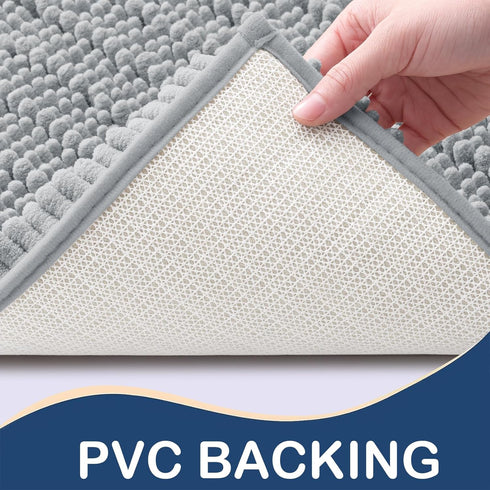 Arotive Luxury Chenille Toilet Rugs, U-Shaped Soft Absorbent Non-Slip Bathroom Mat, Light Grey