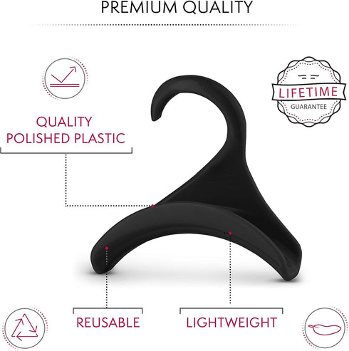 Bag-a-Vie Purse Hanger for Closet, Handbag Organizer Hooks for Hanging Bags & Purses, Black Plastic