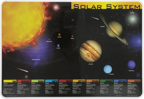 Painless Learning Solar System Placemat, 1 Count, Black, Yellow, White