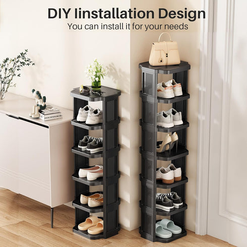 8-Tier Closets Kitstorack Vertical Plastic Shoe Rack, Freestanding Stackable Storage Organizer for Small and Tight