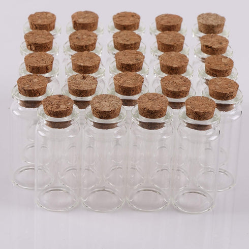 MaxMau 24PCS 10ml Glass Bottles Mini Vials with Cork Stoppers for DIY Decoration and Wedding Favors