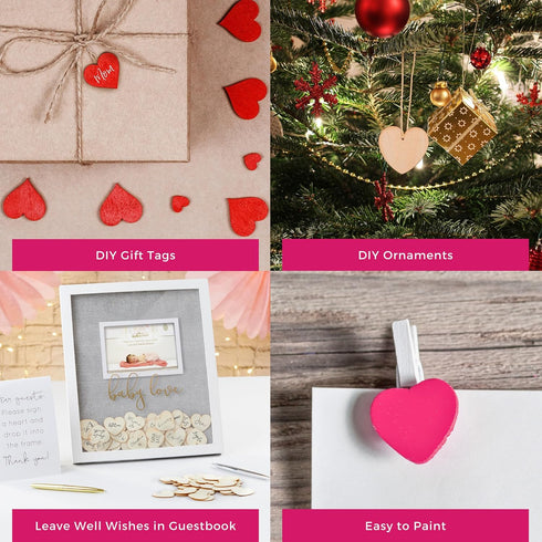 Kate Aspen Wooden Hearts for Guest Book, Set of 75 Wedding Guestbook Alternative Drop Box Hearts