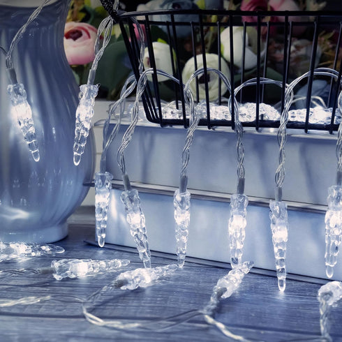 Indoor20ft 40 GRADESIN Christmas Icicle Lights LED Icicle String Lights Battery Operated Powered Christmas Lights