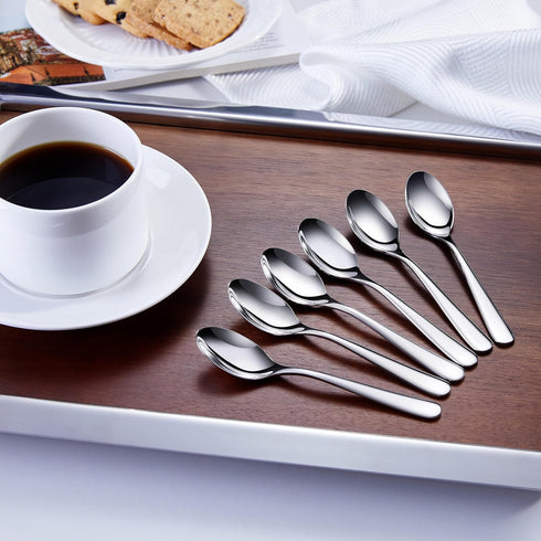 KEAWELL Premium Louise Demitasse Espresso Spoons, 18/10 Stainless Steel, Dishwasher Safe (4.7 inches, 6)