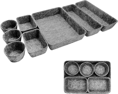 8pcs Drawer Organizers, Grey Separators and Storage Box, Foldable Drawer Dividers for Tool Containers, Toy Basket