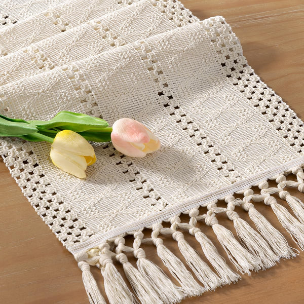 Socomi Boho Table Runner Summer Farmhouse Rustic Dining Kitchen Centerpiece Decor Small
