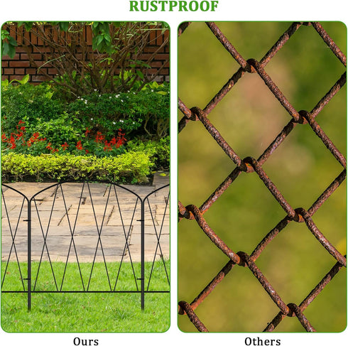 YBING 10 Pack Decorative Garden Fence, 11Ft (L) x 16in (H) Rustproof Arched Metal Border for Flower Bed Landscape