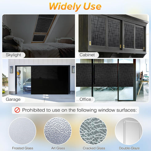 rabbitgoo Blackout Window Film - Sun Light Blocking Room Darkening Privacy Cover for Home Frosted Glass Window