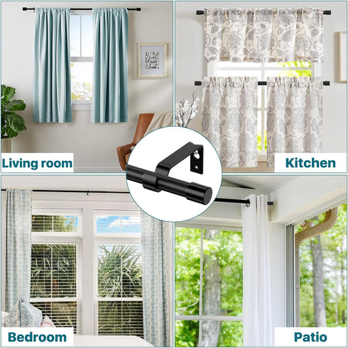 Adjustable Curtain Rods 120 Inch for Windows 66 to 120, Single 5/8 Inch Diameter Drapery Rod Set with Brackets