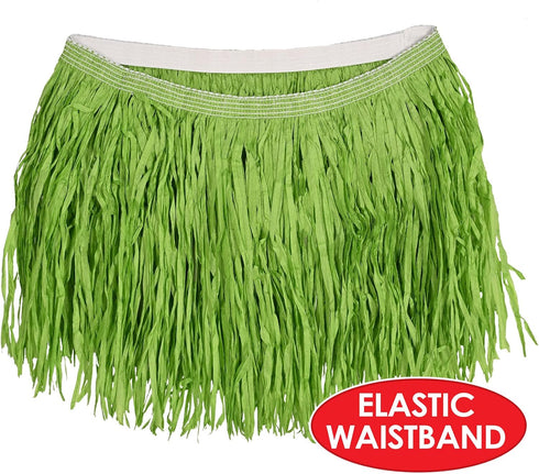 Beistle Adult Size Green Paper Grass Hula Skirt, Short Luau Costume Accessory, One