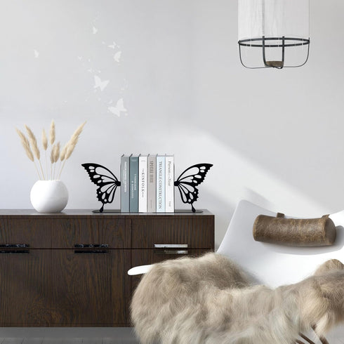 Natrlart Butterfly Metal Bookends Cute Butterfly Book Ends for Shelves Bookshelf Decorative Objects Home Office Desk