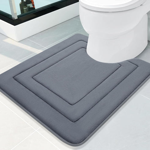 Arotive Memory Foam U-Shaped Toilet Rugs 24x20, Super Soft Absorbent Contoured Bath Mats, Dark Grey