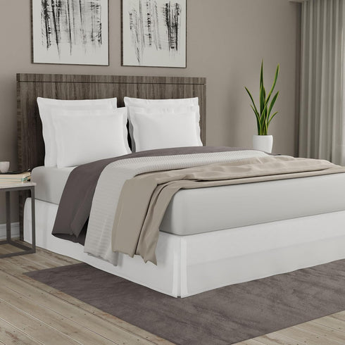TODAY'S HOME Classic Tailored Microfiber Bed Skirt Dust Ruffle, King, 14" Drop Length, White TOH25014WHIT04
