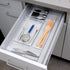 Oggi Set of 3 Clear Drawer Organizers, Ideal for Organizing Kitchen Drawers, Office, Desk, and Bathroom Utensils