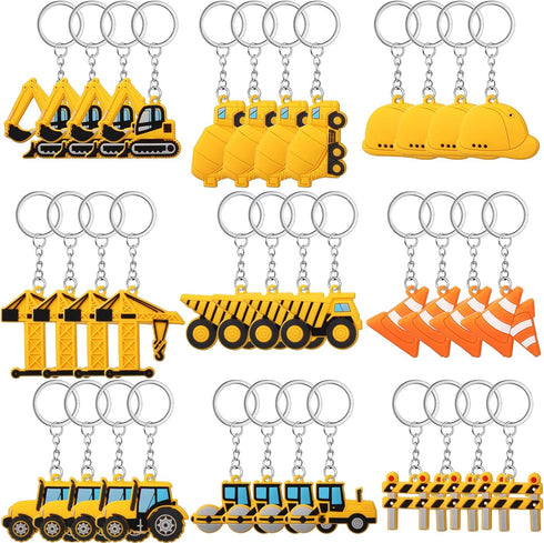 Fumete 36 Pcs Construction Tractor Party Favors Fillers Construction Keychains Goodie Bags