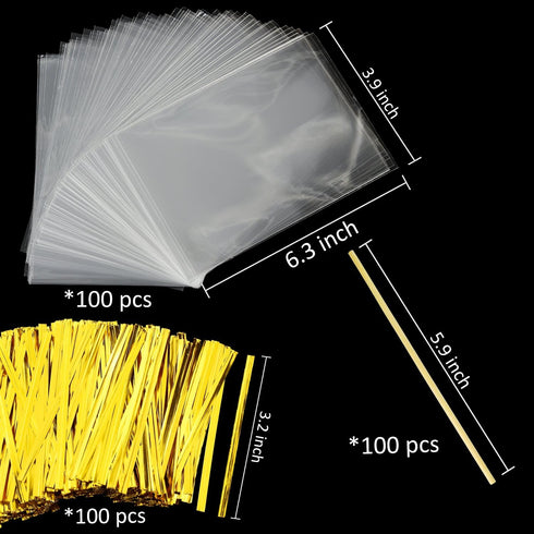 300 Pcs Colorful Cake Pops Making Tools, Larger Lollipop Sticks and Clear Bags - Augshy