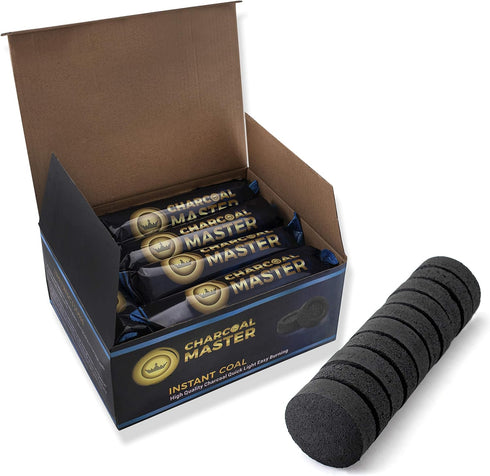 Quick Light Charcoal Tablets for Incense, 33mm Capsules, Set of 100 Charcoal Disks per Box
