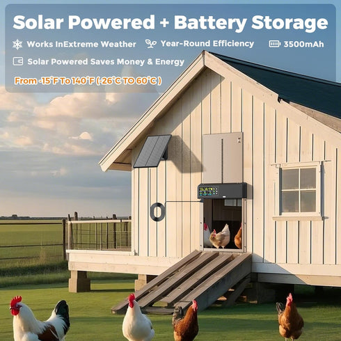 Tephrotrak 3500mAh 656ft Anti-Pinch 5 Automatic Chicken Coop Door, Solar Powered with Battery, Long-Range Remote