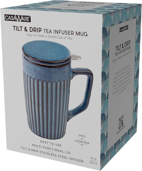18-Ounce casaWare Shell Tilt & Drip Tea Infuser Mug (Ocean Blue)