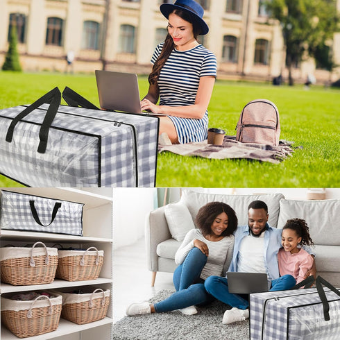 Clear Storage Bags with Zipper, 2 Pack Large Moving Bags, Heavy Duty Extra Large Plastic Storage Totes for Clothes,