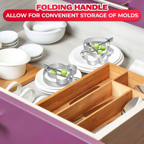 5Pcs Stainless Steel Ring Molds for Cooking Egg - Pancake Shapes Cooking Rings for Frying Eggs