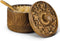 Mie Creations Rustic Salt Box Cellar with Hand Carved Lid & Spoon,