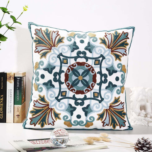Onelsong Decorative Pillow Covers, Set of 2 Embroidery Square 18x18 inches for Couch Living Room