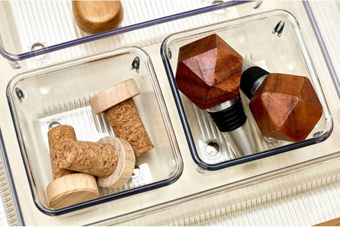 iDesign Linus Plastic Drawer Organizer - Set of 2, 3" x 3" x 2", Clear Storage Container for Vanity & Kitchen