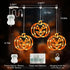 Lights,3 Pack 48LED Halloween Window Pumpkin String Light with Battery Operated,Timer Memory Hanging Orange Halloween
