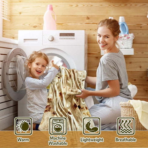 300 80 inches Bcareself Tortilla Blanket Adult Size Giant Double Sided for Kids Funny Realistic Food Personalized Throw