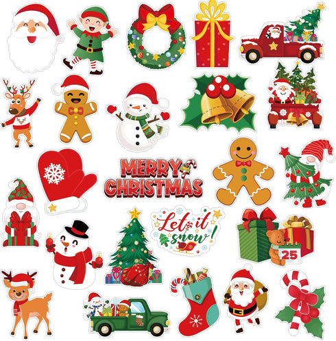 24 Pcs Christmas Decoration Magnets - Merry Christmas Car Refrigerator Magnet Stickers for Holiday Decor