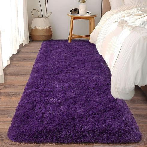 Soft Runner Rugs for Bedroom Hallways, 2x6 Purple Fluffy Shag Non-Slip Area Rug for Living Room