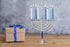 Rite Lite Classic Chanukah Menorah with Hammered Accents, Black & Silver - Hanukah Menorah (Blue & Silver)