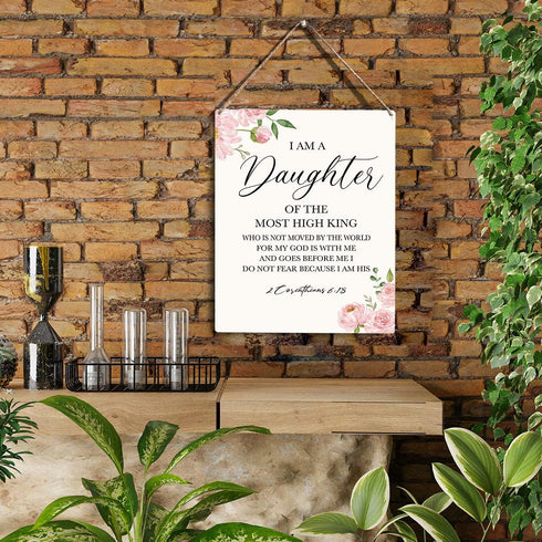 YCYD 8 10 Inches Inspirational Wall Art Daughter Gifts I Am A Daughter of The Most High King Nursery Decor Christian