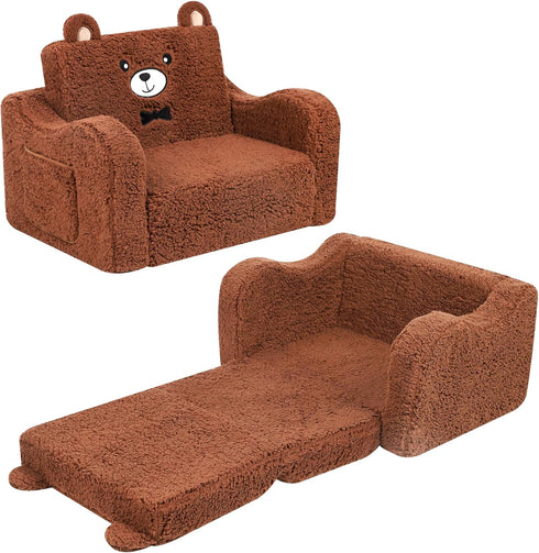 MOMCAYWEX Kids Sofa, 2-in-1 Flip-Out Foam Couch, Soft Play Lounge Chair for