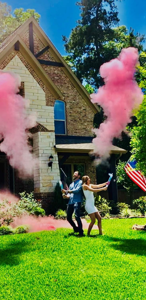 16 Inch 2 Pack Gender Reveal Surprise - Pink Gender Reveal Powder Cannon Bundle - Easy to Use Pink Powder Cannon