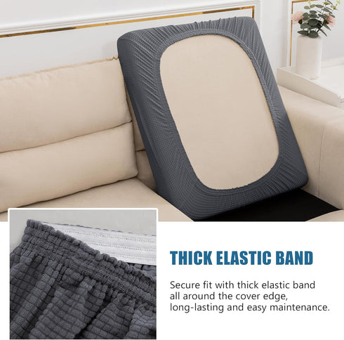 Water Repellent Sofa Cushion Slipcovers | Stretch Seat Cushion Cover for Living Room, Loveseat Cushion, Gray