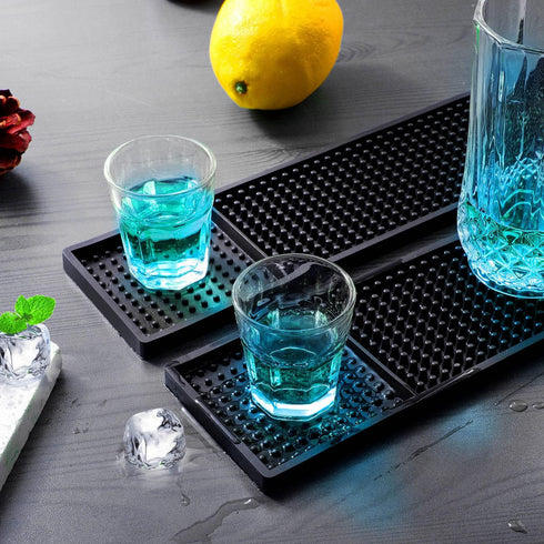 Facmogu 2PCS Rubber Bar Mats - 24x3" Coffee Bar Countertop Spill Mats, Non-Slip Heat Resistant Tabletop Protection Mat