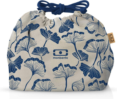 monbento Lunch Bag MB Pochette M Ginkgo - Pink & Blue Polyester and Cotton Tote for Work Lunch Packing, Fits Bento Box.