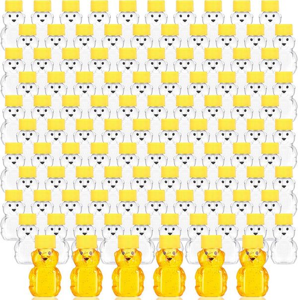 Patelai 96 Pcs 2 oz Plastic Honey Bear Bottle Bear Shape Clear