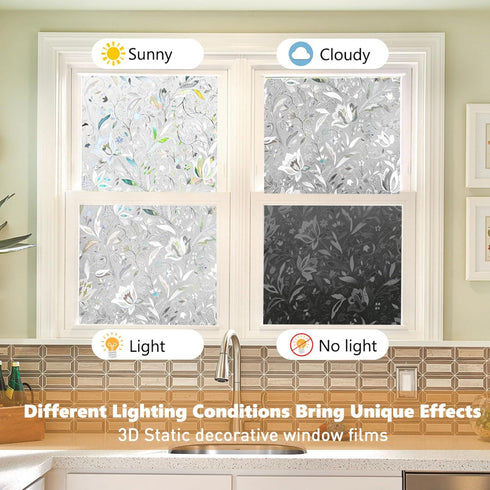 Kromapolis Window Privacy Film, Vinyl Glass Covering, Stained Decorative Film Frosted, Static Window Clings,